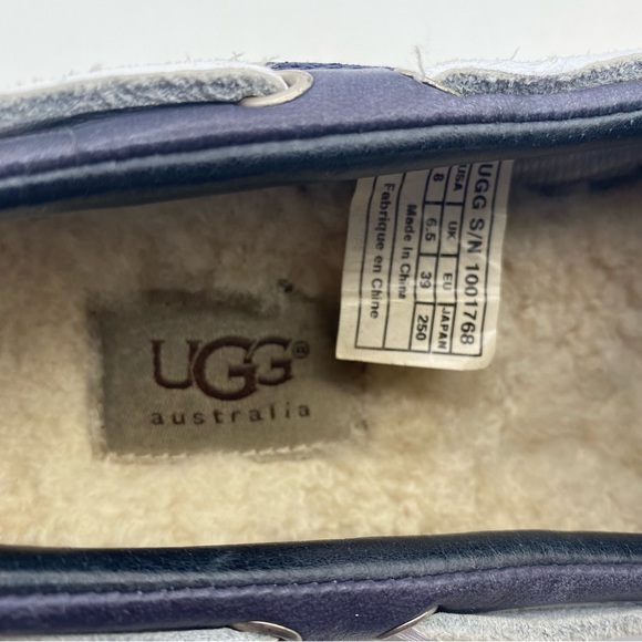 UGG Ashdale Shearling Lined Duck Boat Shoes Navy Blue Women's Size 8 - Picture 5 of 8